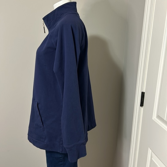 LILLY PULITZER Skipper Solid Popover Navy Blue Sweatshirt Bamboo Zipper Sz XL - Picture 9 of 15